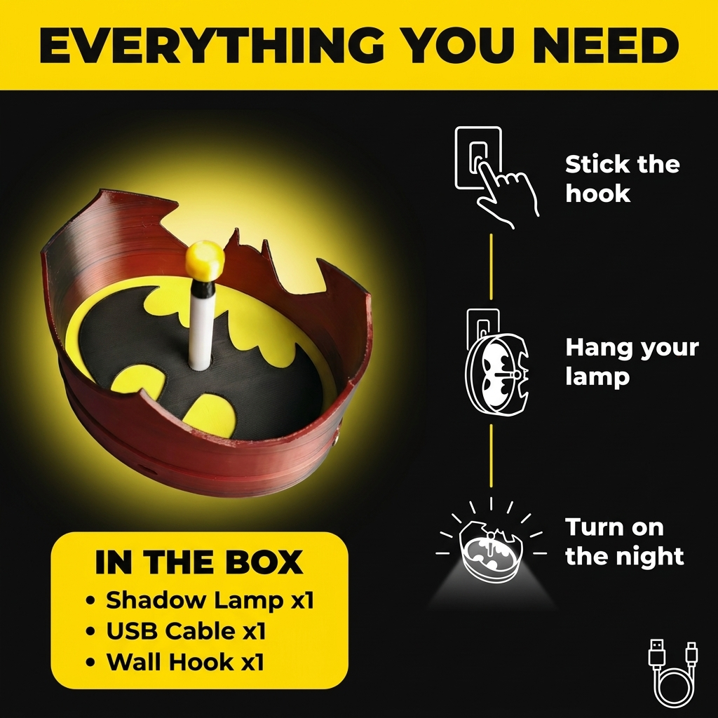 3D Batsignal Projection Wall Light
